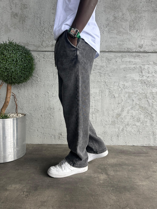 Füme Yıkamalı Şeritli Baggy Eşofman