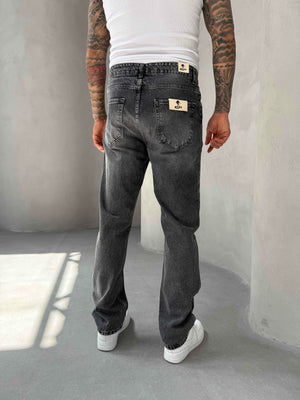 Füme Yırtık Detaylı Baggy Jean