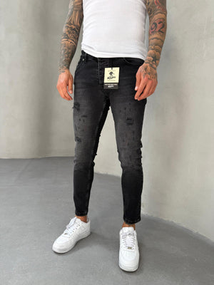 Füme Yırtık Detaylı Slimfit Jean