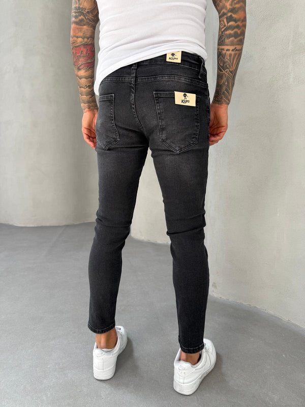 Füme Yırtık Detaylı Slimfit Jean
