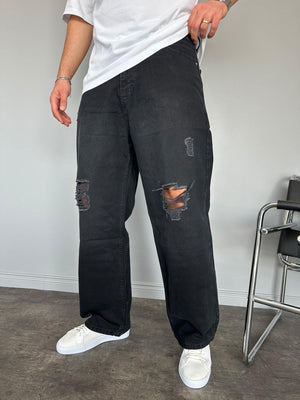 Füme Yırtıklı Relax Baggy Jean