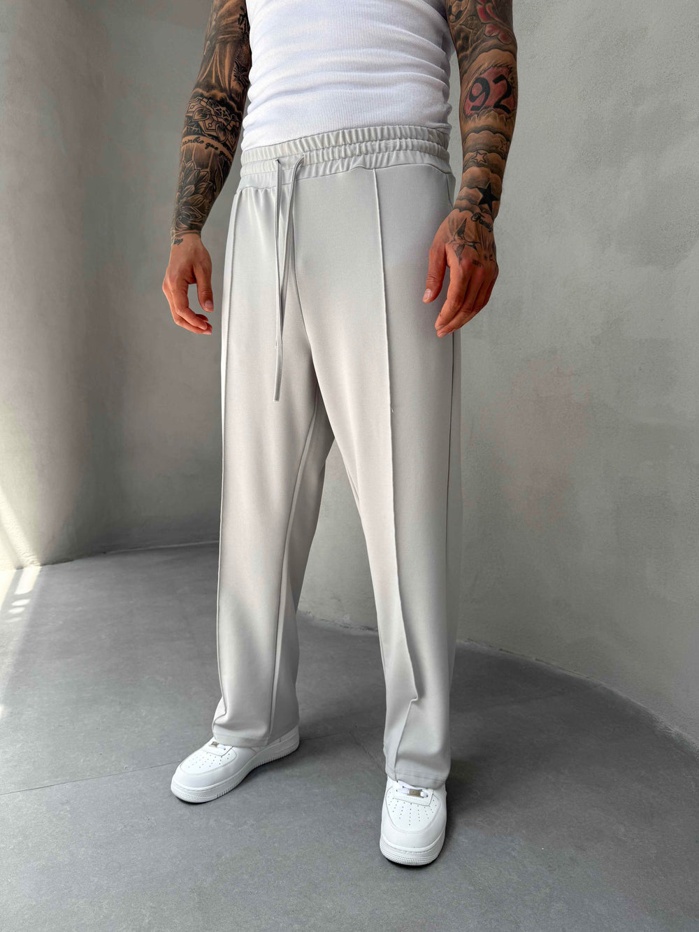 Gri Doubleface Kumaş Baggy Pantolon