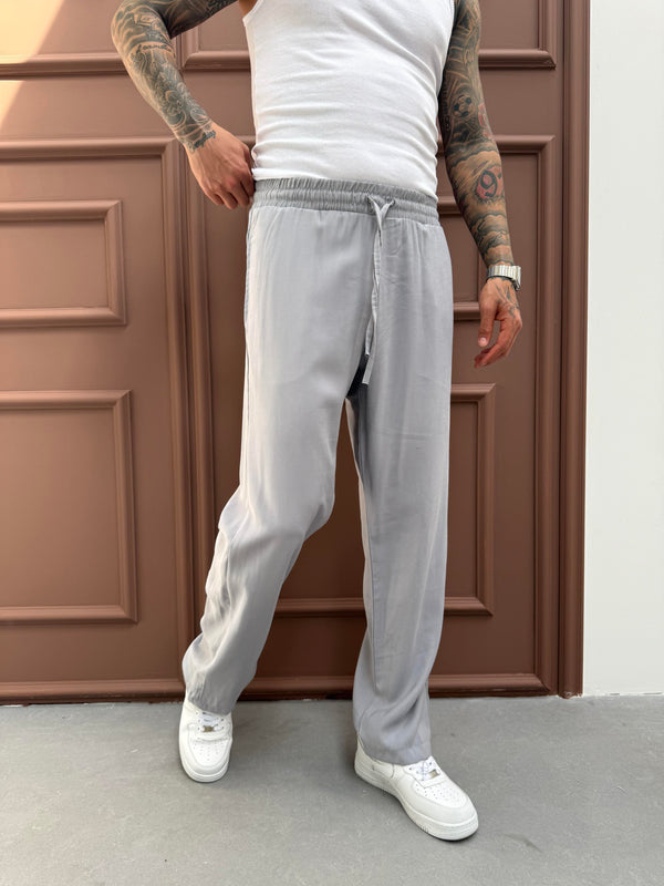 Gri Duble Kumaş Baggy Pantolon
