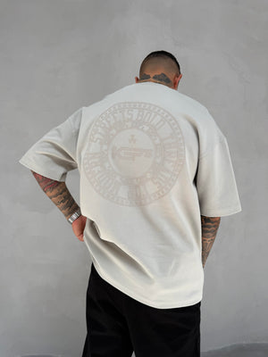 Gri Kabartma Baskılı Oversize T-Shirt