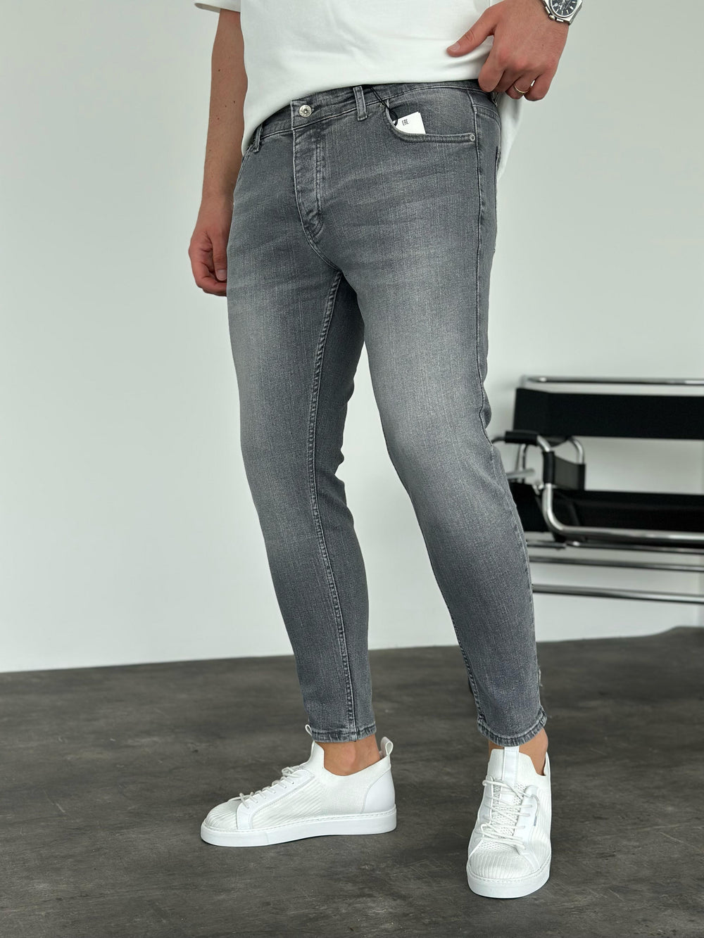 Gri Kırçıllı Slimfit Jean