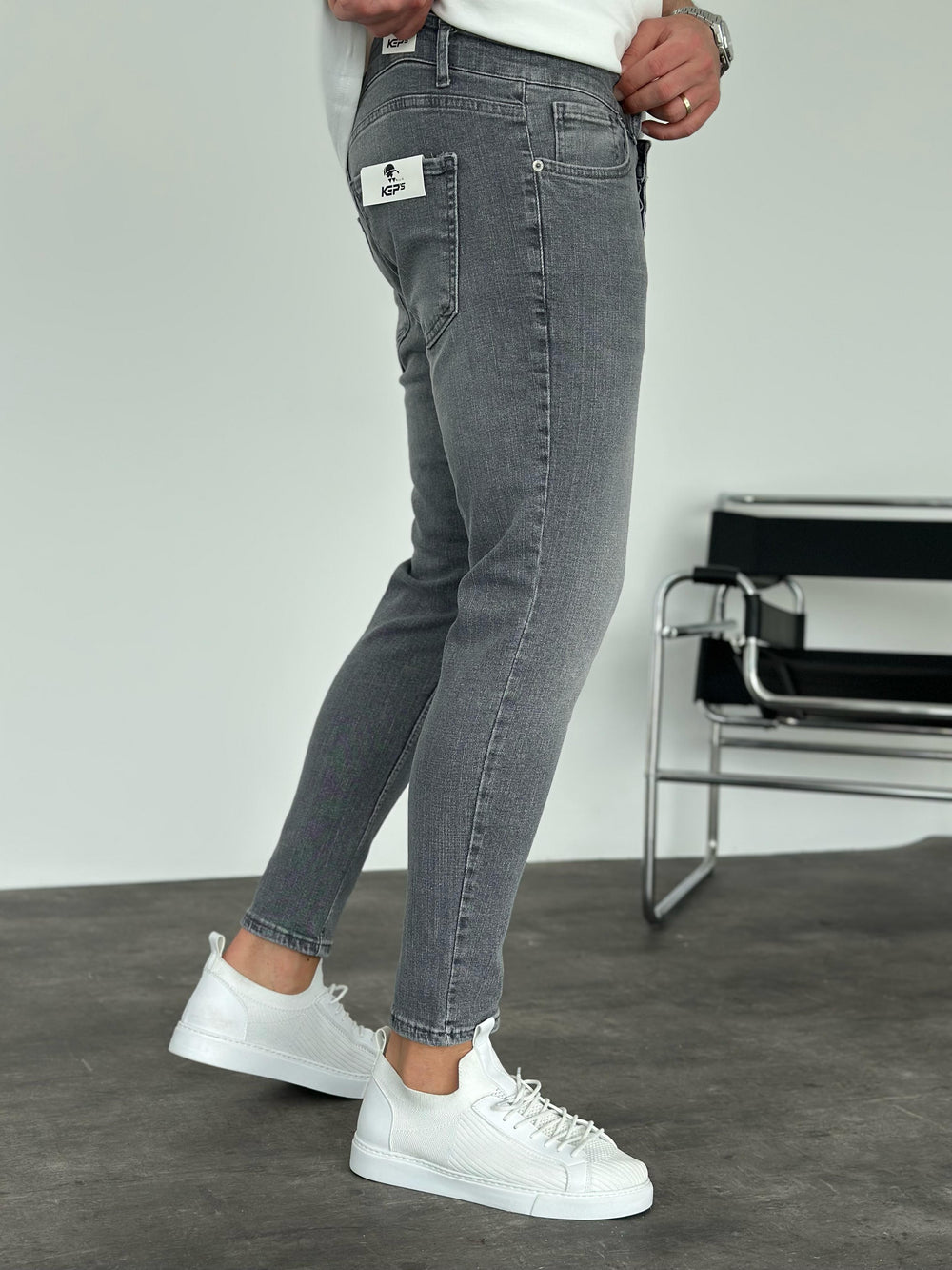 Gri Kırçıllı Slimfit Jean