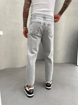 Gri Lazer Detaylı Boyfriend Jean