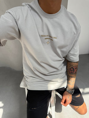 Gri Oversize Baskılı T-Shirt