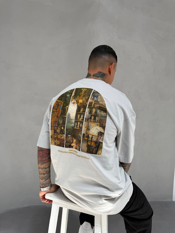 Gri Oversize Baskılı T-Shirt