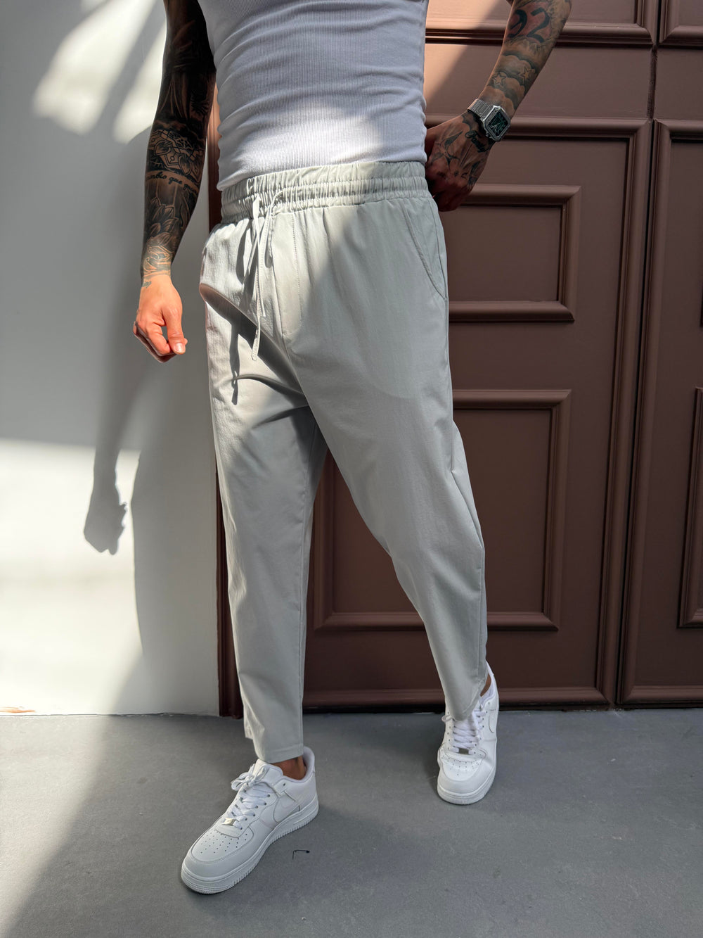 Gri Paraşüt Kumaş Boyfriend Pantolon