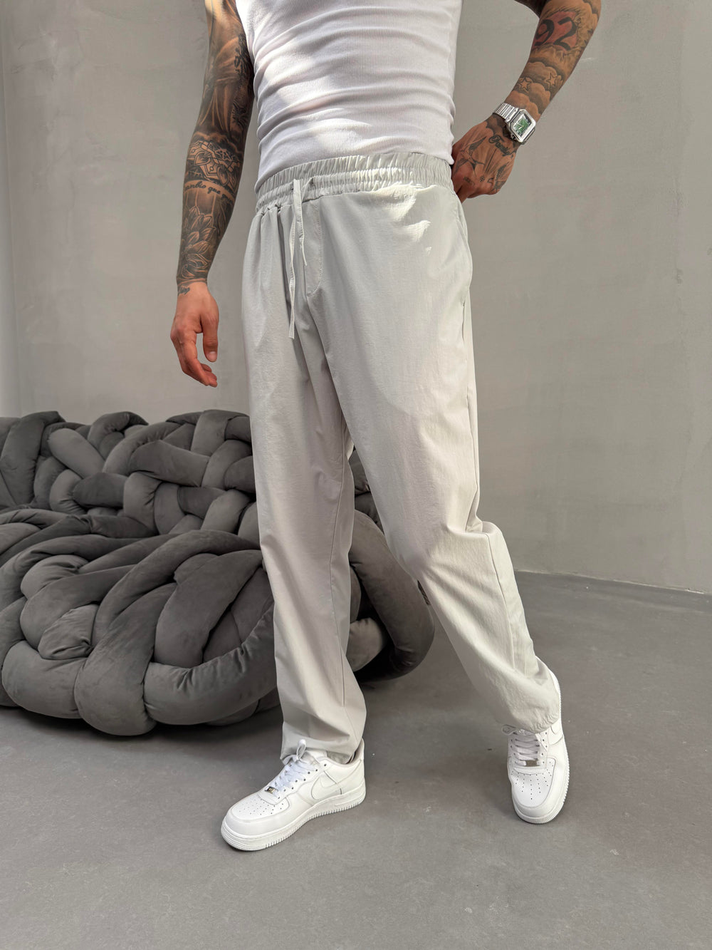 Gri Paraşüt Kumaş Jogger