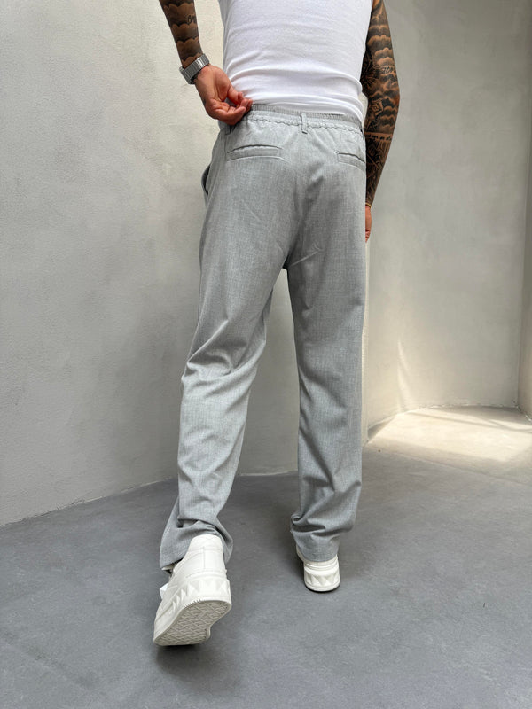 Gri Pileli Baggy Kumaş Pantolon