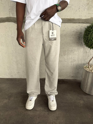 Gri Pileli Baggy Kumaş Pantolon