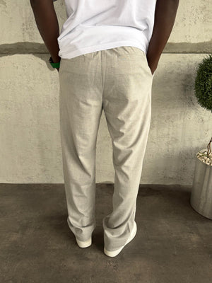 Gri Pileli Baggy Kumaş Pantolon