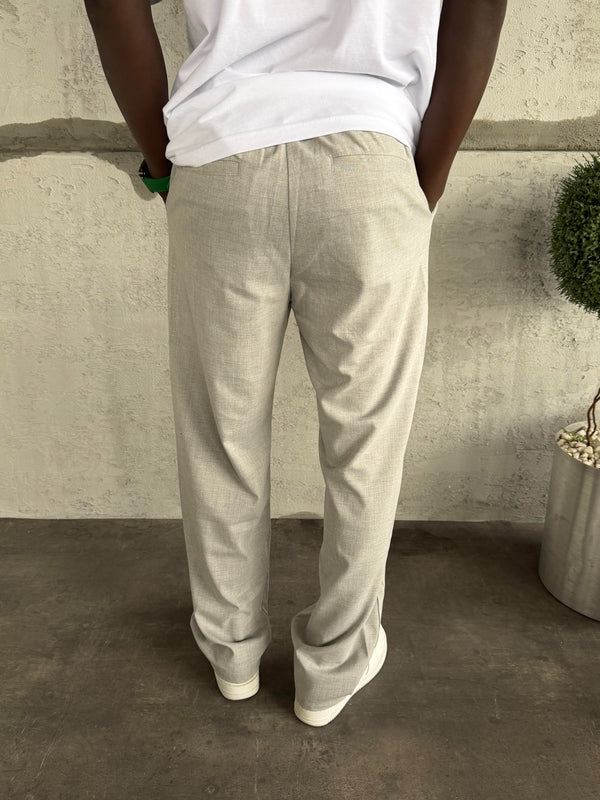 Gri Pileli Baggy Kumaş Pantolon