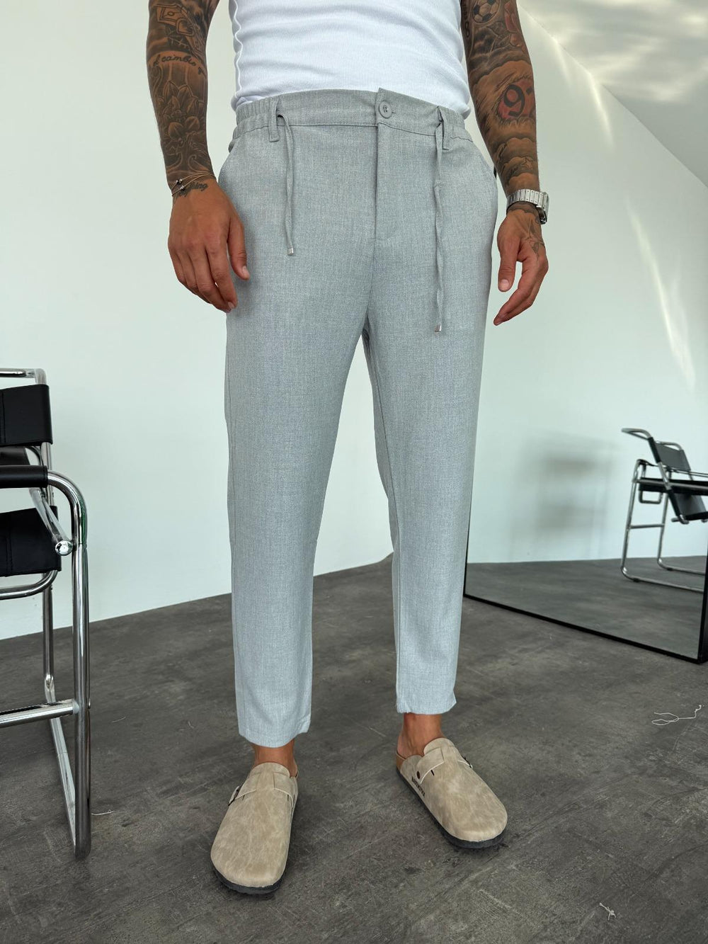 Gri Regular Fit Kumaş Pantolon