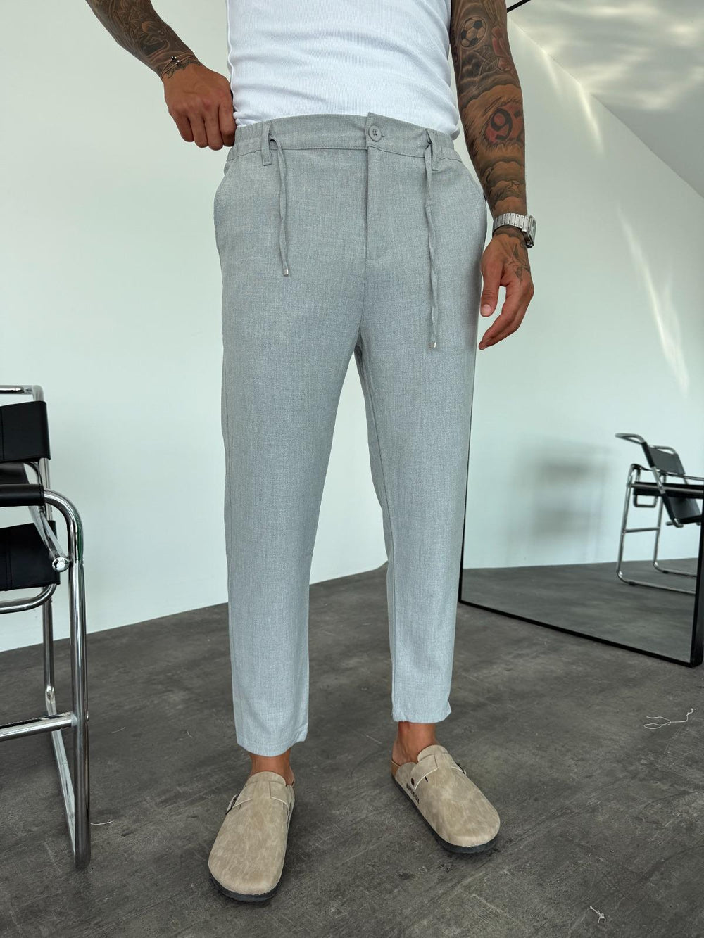 Gri Regular Fit Kumaş Pantolon