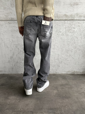 Gri Taşlamalı Baggy Jean