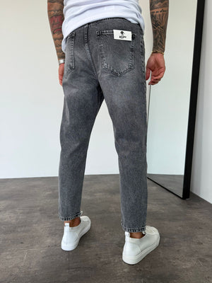 Gri Taşlamalı Boyfriend Jean