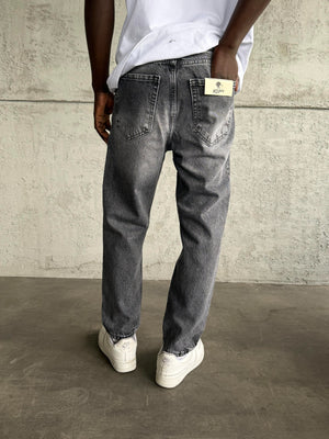 Gri Taşlamalı Boyfriend Jean