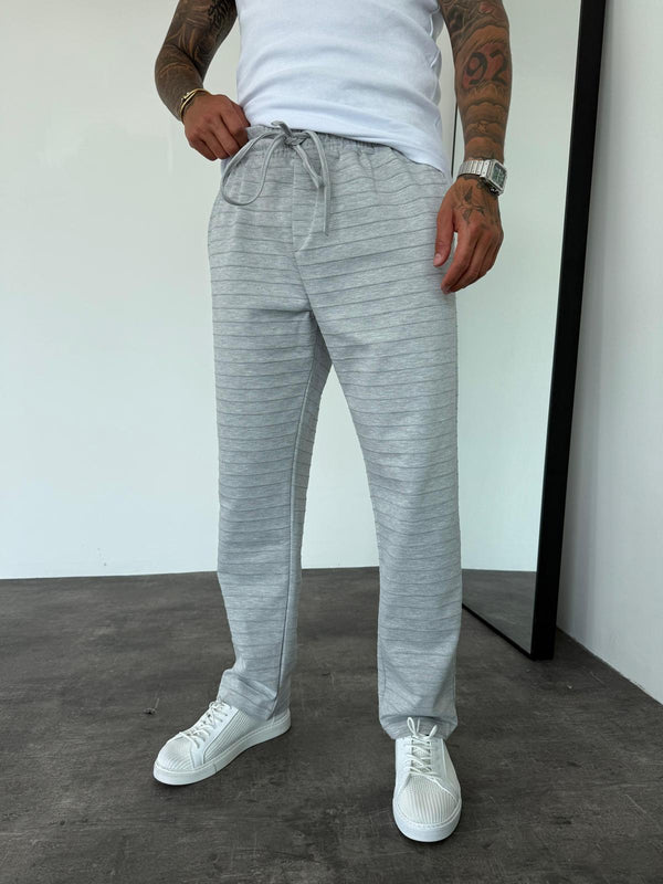 Gri Yatay Çizgili Baggy Eşofman