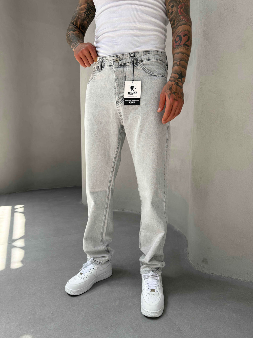 Gri Yıkamalı Baggy Jean