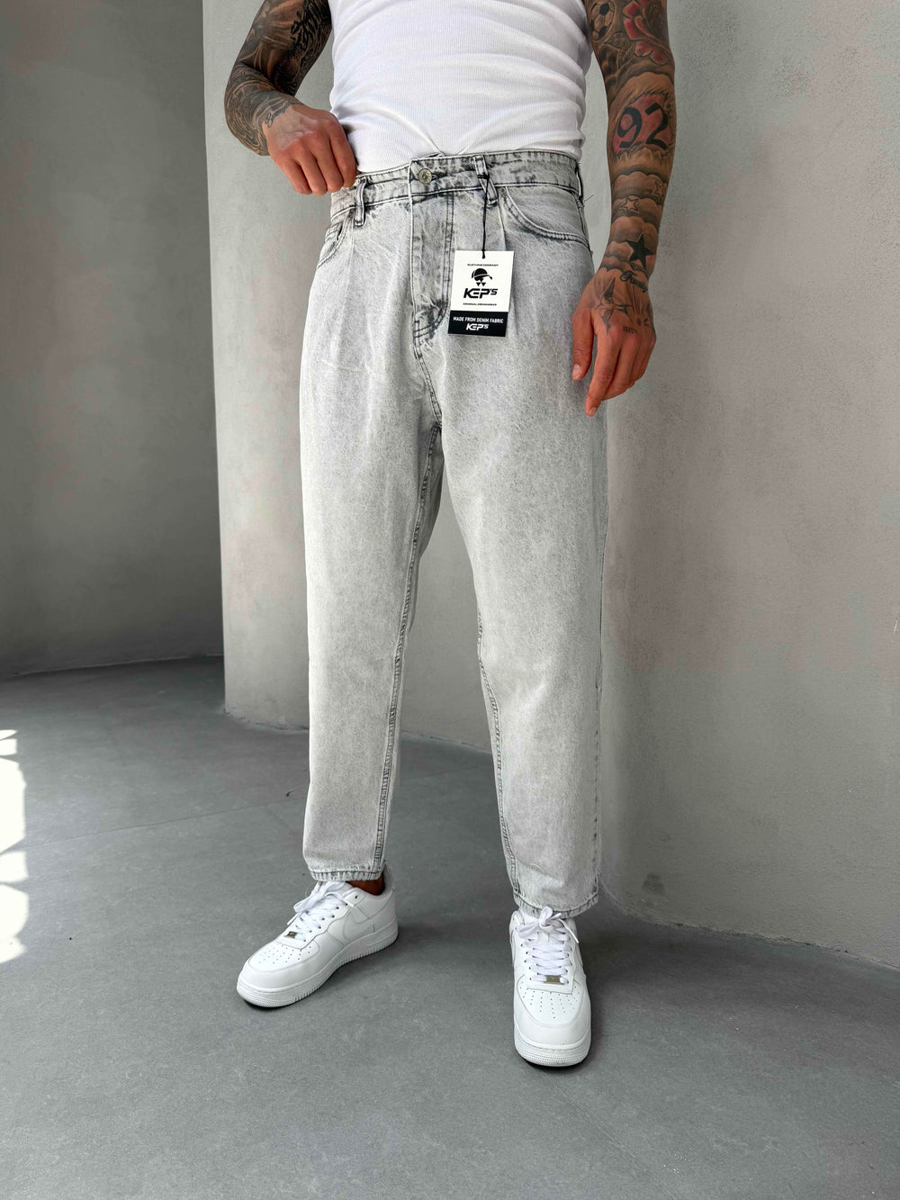 Gri Yıkamalı Ballon Fit Boyfriend Jean