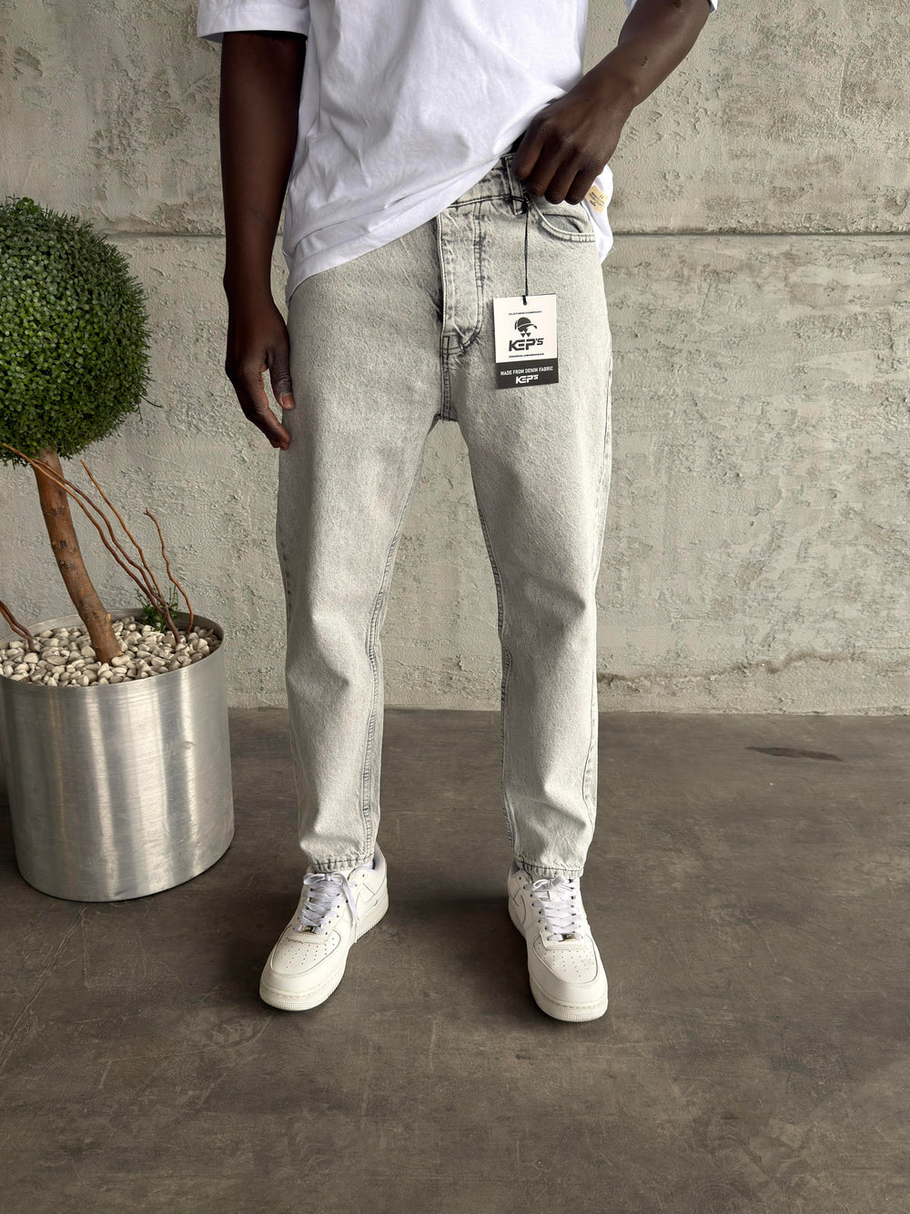 Gri Yıkamalı Boyfriend Jean