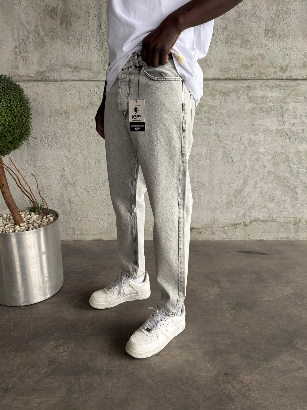 Gri Yıkamalı Boyfriend Jean