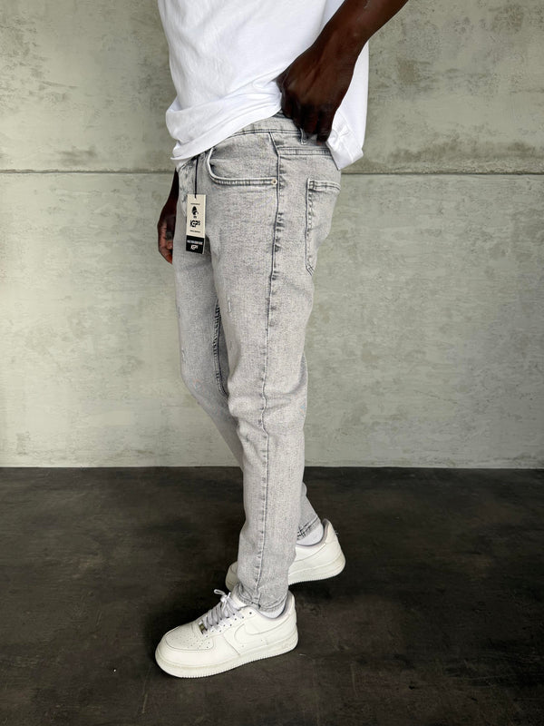 Gri Yıkamalı Lazerli Slimfit Jean