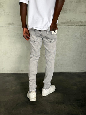 Gri Yıkamalı Lazerli Slimfit Jean