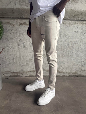 Gri Yırtık Detaylı Slimfit Jean