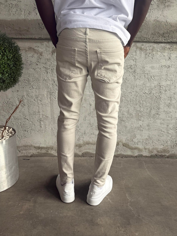 Gri Yırtık Detaylı Slimfit Jean