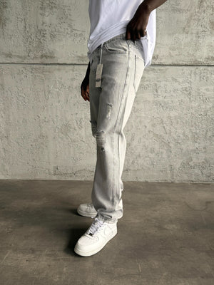 Gri Yırtıklı Baggy Jean