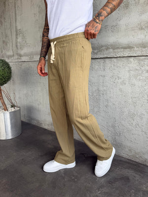 Haki Keten Baggy Pantolon