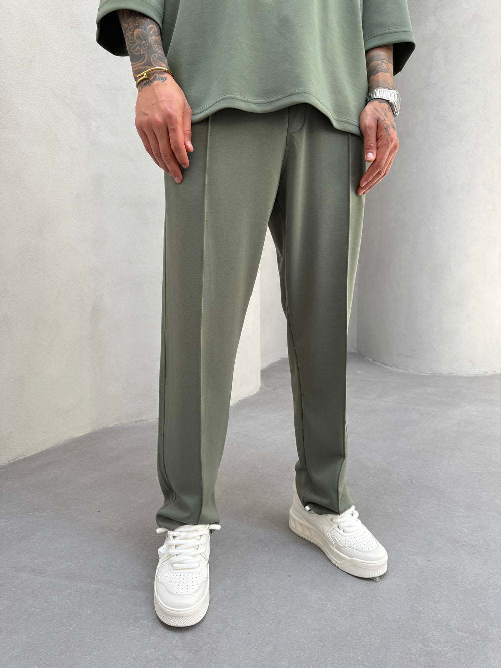 Haki Oysho Kumaş Baggy Pantolon