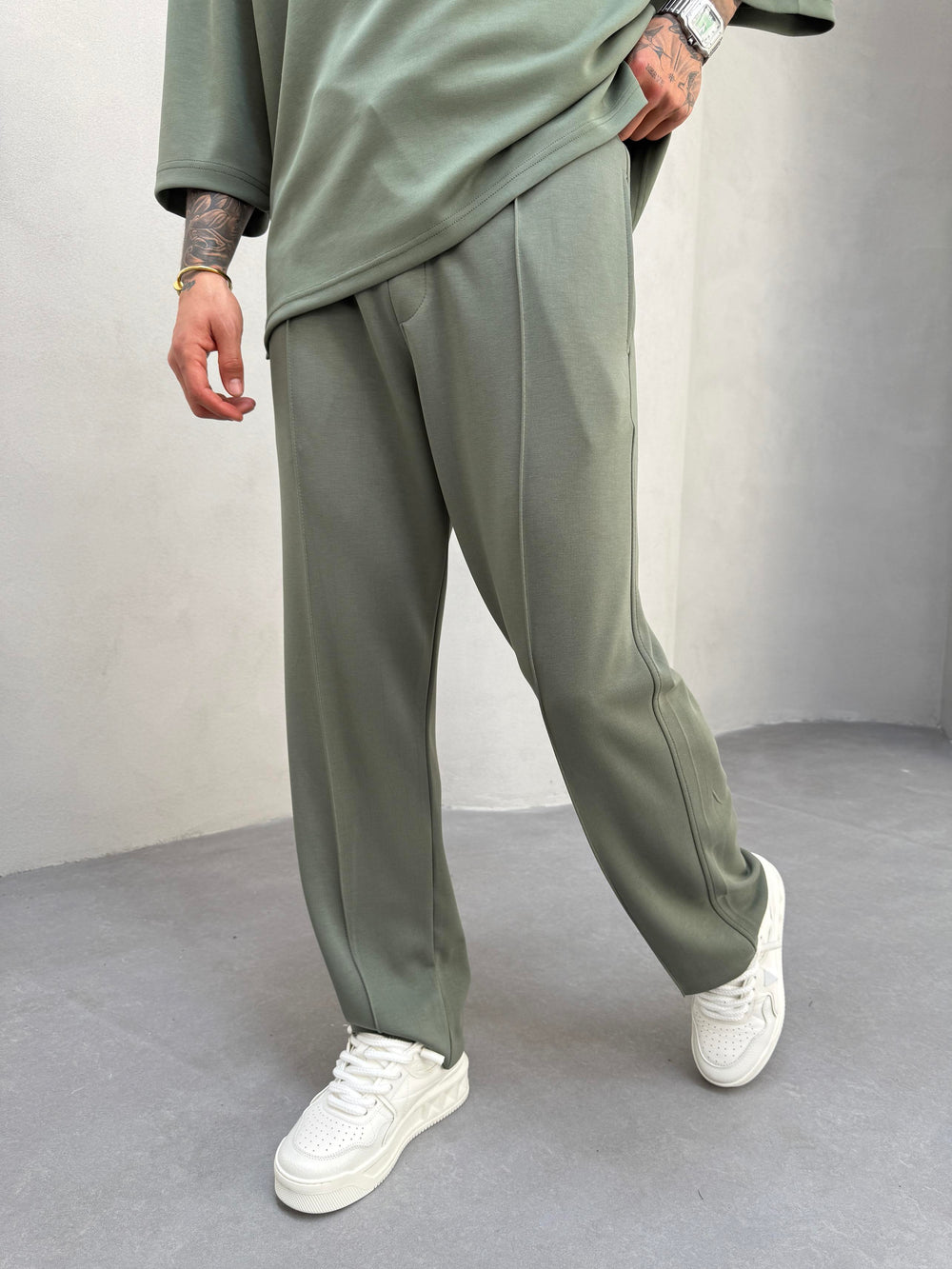 Haki Oysho Kumaş Baggy Pantolon