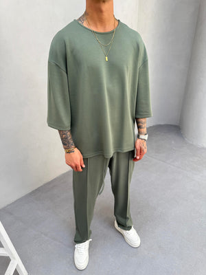 Haki Oysho Kumaş Baggy Pantolon