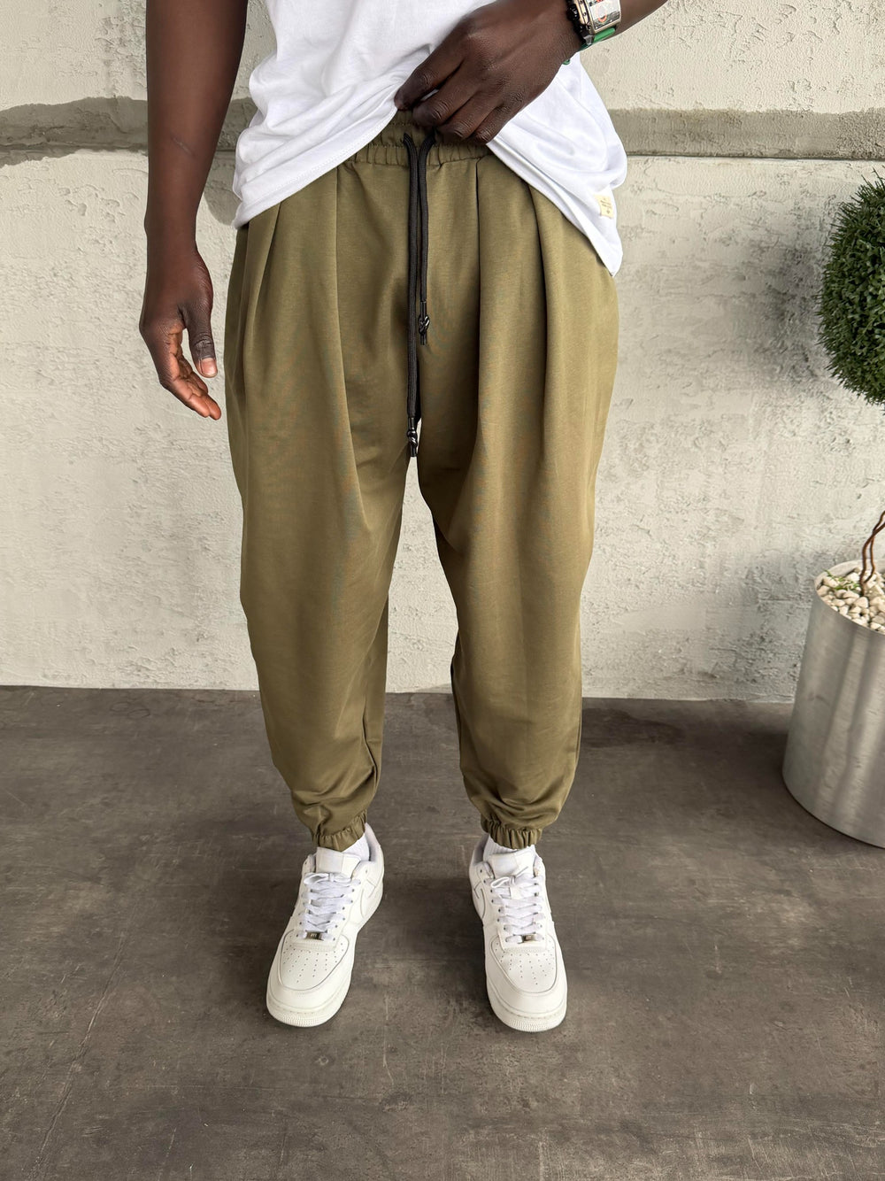 Haki Paça Lastik Şalvar Eşofman