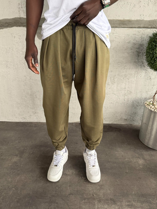 Haki Paça Lastik Şalvar Eşofman