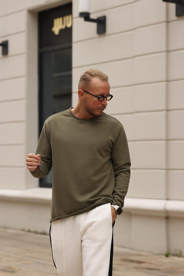 Haki Pis Yaka Sweatshirt