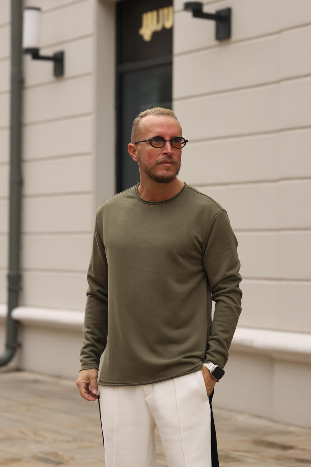 Haki Pis Yaka Sweatshirt