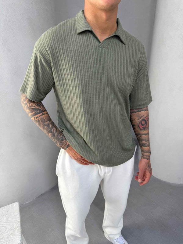 Haki Polo Yaka Triko T-Shirt