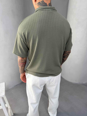Haki Polo Yaka Triko T-Shirt