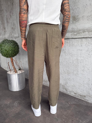 Haki Tensel Kumaş Boyfriend Pantolon