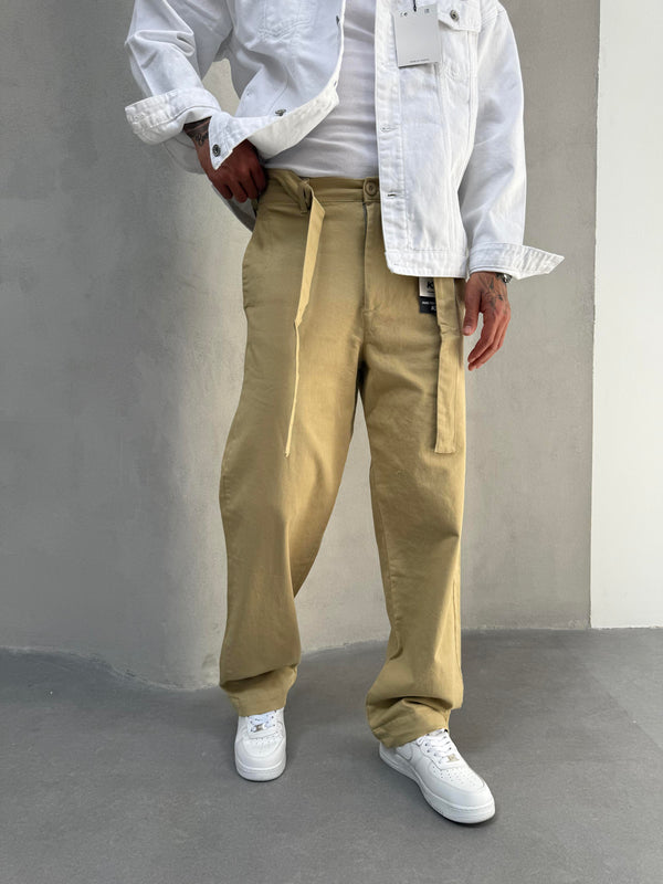 Hardal Gabardin Kumaş Baggy Pantolon