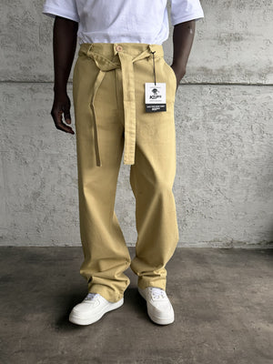 Hardal Gabardin Kumaş Baggy Pantolon