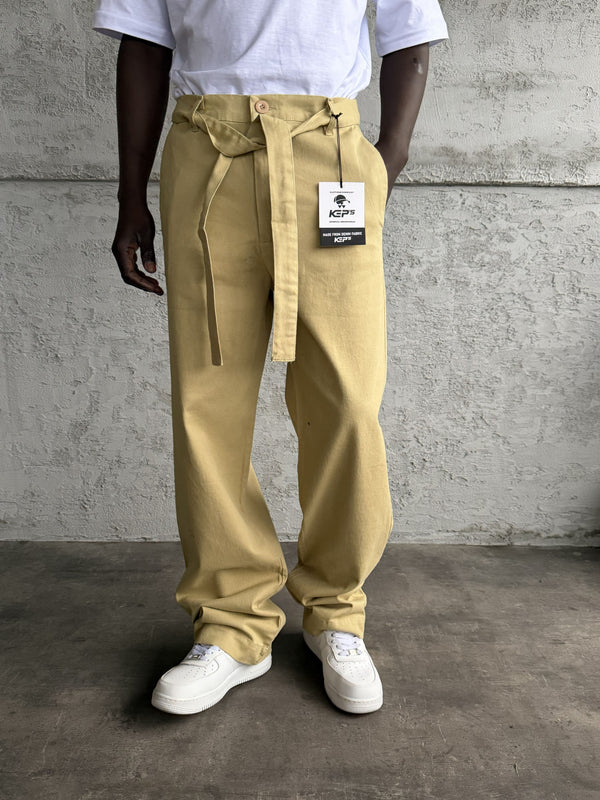 Hardal Gabardin Kumaş Baggy Pantolon