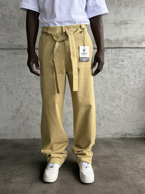 Hardal Gabardin Kumaş Baggy Pantolon