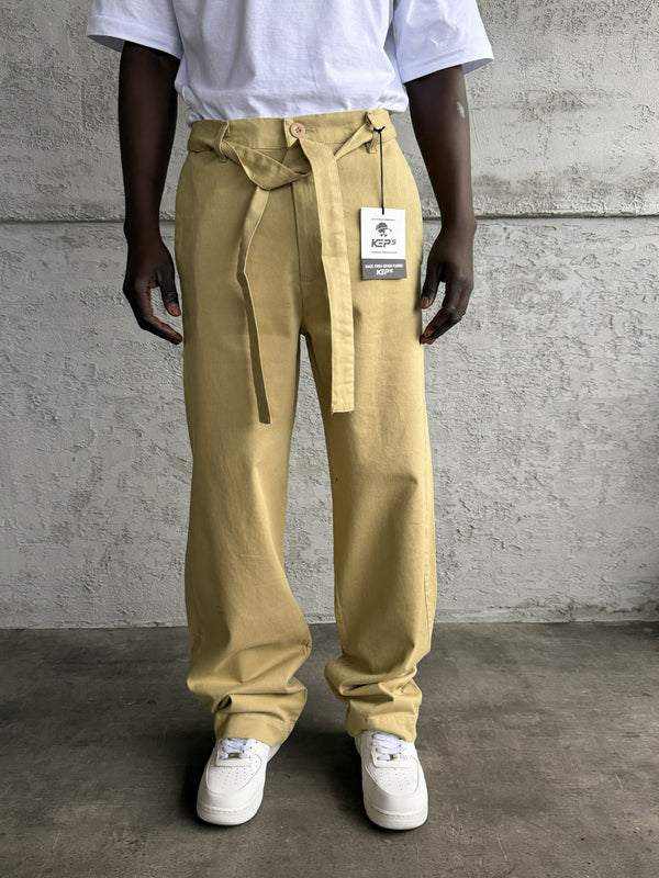 Hardal Gabardin Kumaş Baggy Pantolon